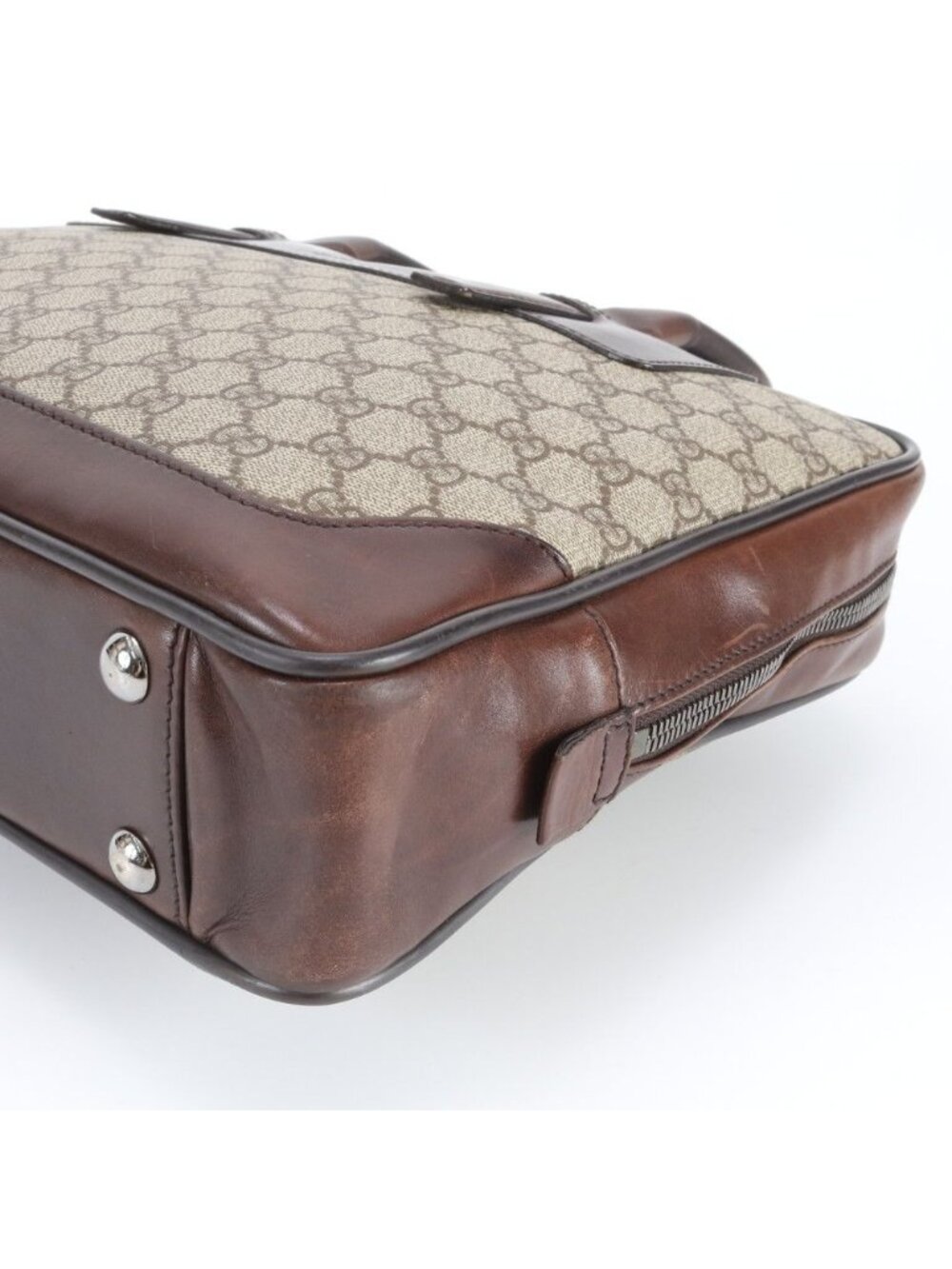 Gucci GG Canvas Leather Business Document Briefcase Tote Brown Ree - Picture 4 of 11